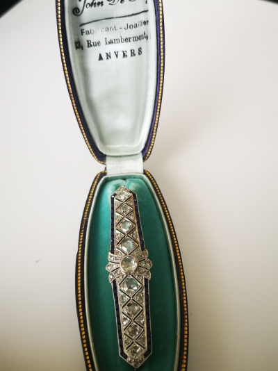Broche Ancienne En Or 18 Carats Avec Saphirs Et Diamants - Poids 7,07 G - Occasion