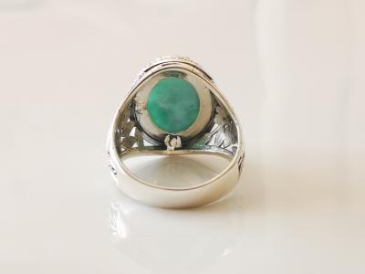 Bague chevaliere en argent avec cabochon de Larimar 2