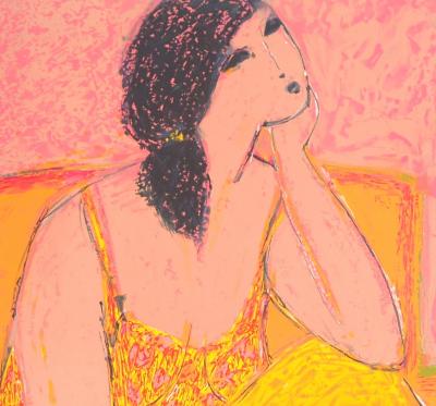 Michel SARAZIN : Jeune femme assise, 1942 - Lithographie originale signée 2