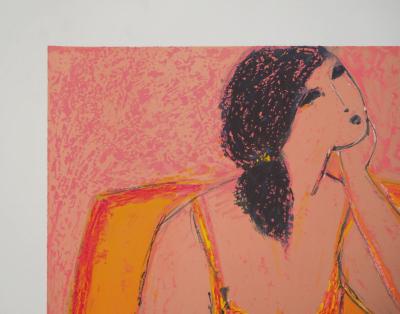 Michel SARAZIN : Jeune femme assise, 1942 - Lithographie originale signée 2