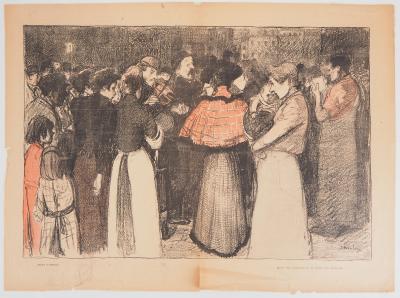 Théophile Alexandre STEINLEN : La foule écoutant le violoniste - Lithographie originale signée 2