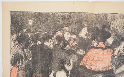 Théophile Alexandre STEINLEN : La foule écoutant le violoniste - Lithographie originale signée 2