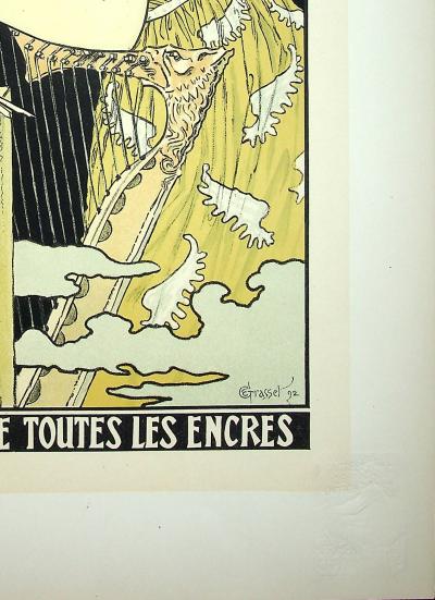 Eugène GRASSET :  La poétesse à la plume - Lithographie originale signée 2