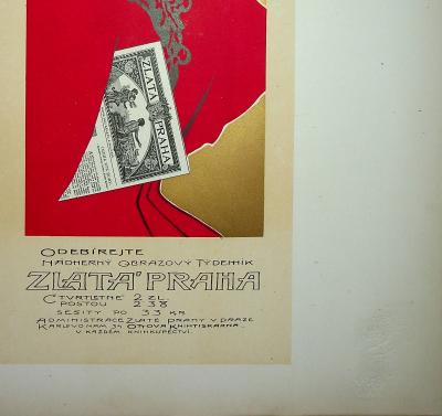 Oliva VACLAV - Prague doré : Femme art nouveau - Lithographie 2