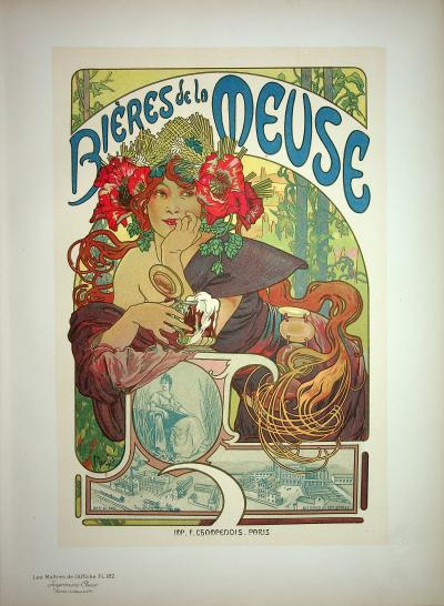 Alfons MUCHA : Bières de la Meuse, 1899 - Lithographie originale signée 2