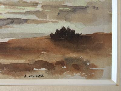 André VERGEAUX - Bord de mer - Aquarelle signée 2