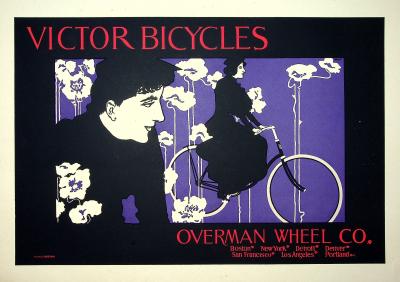 William BRADLEY : Femme sur sa bicyclette, 1899 - Lithographie originale signée 2
