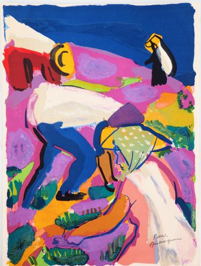 Pierre AMBROGIANI: Provencal lavender field - Original signed lithograph 2