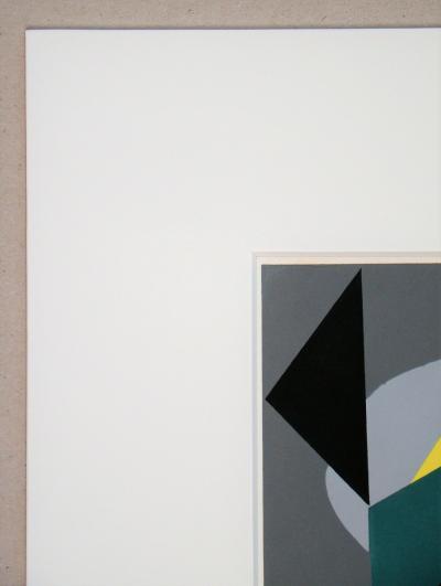 André BLOC (d'après) - Composition abstraite, 1952 - Pochoir aux couleurs gouaches 2