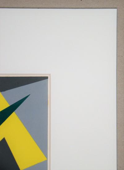 André BLOC (d'après) - Composition abstraite, 1952 - Pochoir aux couleurs gouaches 2