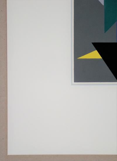 André BLOC (d'après) - Composition abstraite, 1952 - Pochoir aux couleurs gouaches 2