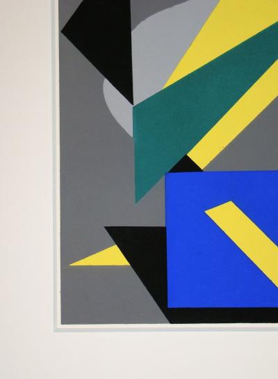 André BLOC (d'après) - Composition abstraite, 1952 - Pochoir aux couleurs gouaches 2