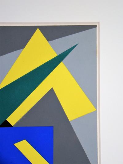 André BLOC (d'après) - Composition abstraite, 1952 - Pochoir aux couleurs gouaches 2