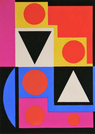 Auguste HERBIN (after) - Abstract composition NON, 1952 - Stencil in gouache colours 2