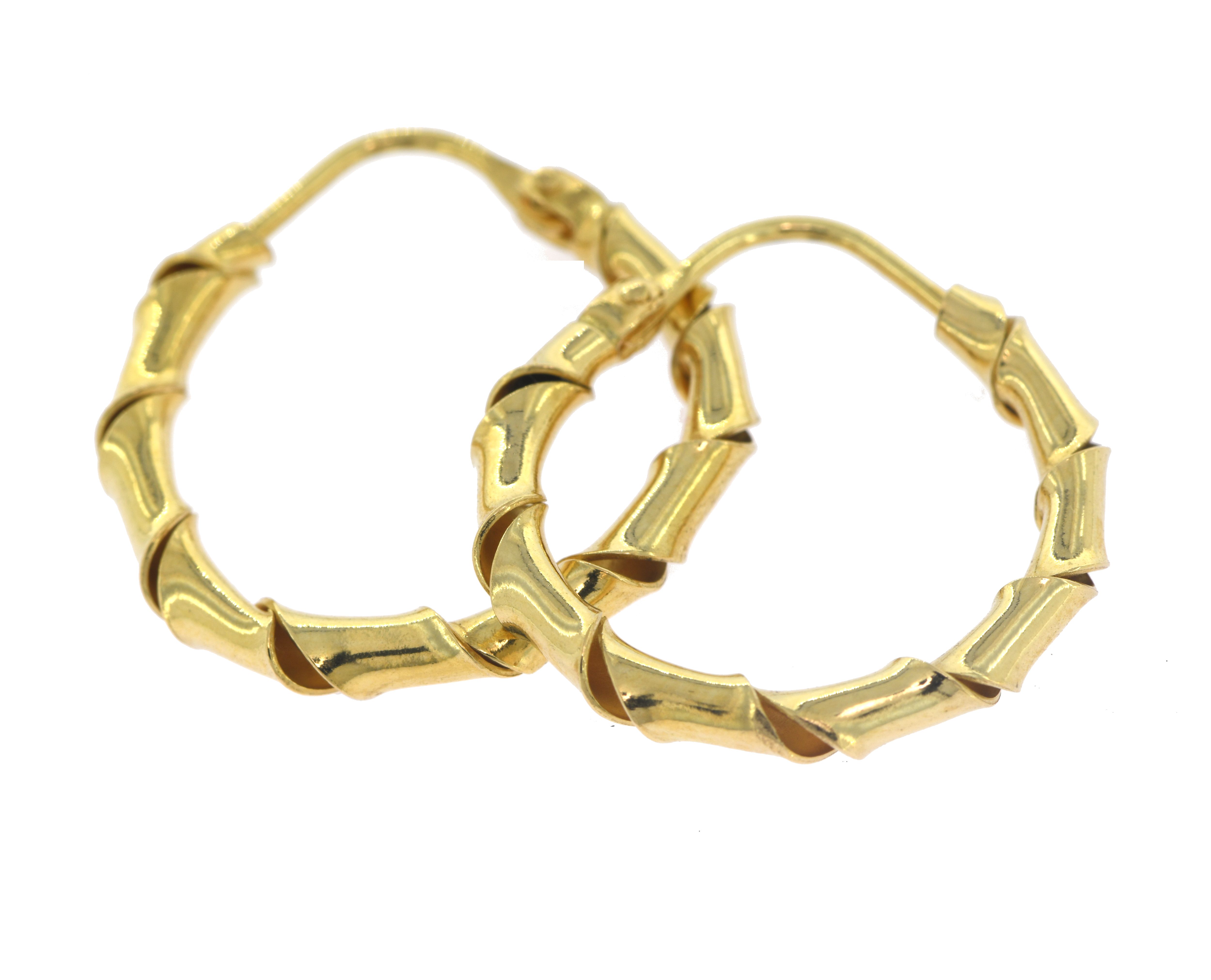 Boucles D'Oreilles Créoles Triple Torsade En Or Jaune 9 Carats - Neuf Avec étiquettes - Jewellerybox