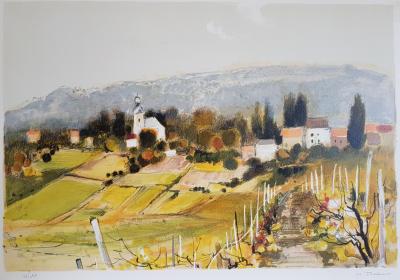 Michel JOUENNE - Abbaye de Hautvillers - Lithographie originale signée au crayon 2