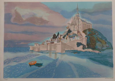 Georges LAMBERT - Le Mont Saint Michel à marée basse, 1980 - Lithographie originale signée au crayon 2