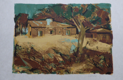 Gaston LARRIEU - Maison dans la forêt I, 1970 - Lithographie originale signée 2