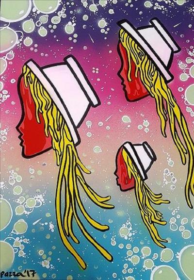 La Pupazza - Trois pâtes - Acrylique et spray sur papier 2