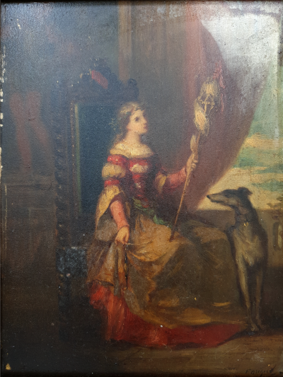 Jean-Marius FOUQUE - La fileuse - Huile sur panneau, Seconde moitié du XIXe siècle 2
