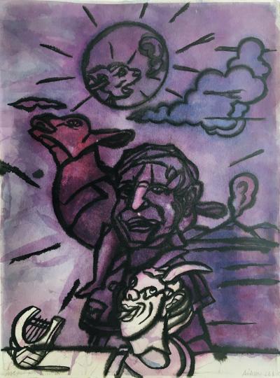 Valério ADAMI - The Shepherd, 2015 - Original signed watercolor 2