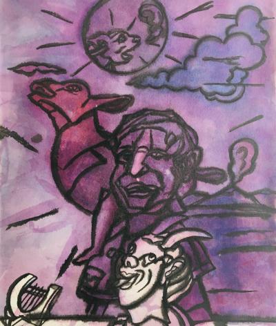 Valério ADAMI - The Shepherd, 2015 - Original signed watercolor 2