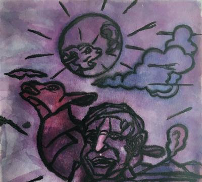 Valério ADAMI - The Shepherd, 2015 - Original signed watercolor 2