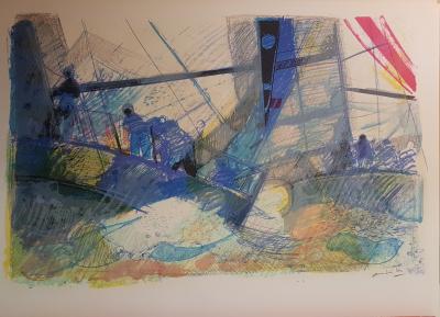 Paul AMBILLE - Bateaux, la régate - Lithographie originale signée au crayon 2