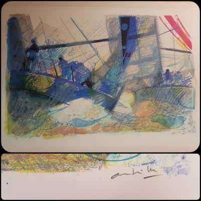 Paul AMBILLE - Bateaux, la régate - Lithographie originale signée au crayon 2