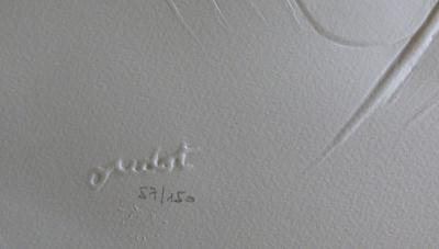 Georges OUDOT - Visage de femme, 1970 - Empreinte gaufrée signée au crayon 2