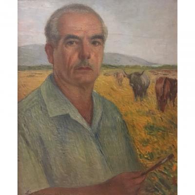 Giovanni MALESCI - Autoportrait, 1950 - Huile sur panneau 2
