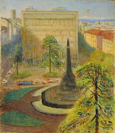 Giovanni MALESCI - Vue de la Piazza 5 Giornate - Huile sur tel 2