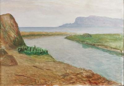 Giovanni MALESCI - La Fiumara avec vue sur Castiglione della Pescaia, 1966 - Huile sur toile 2