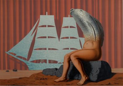 René MAGRITTE (d'après) - Les Enfants Trouvés : Un Séduisant Navire d'Eau de Mer, 1968 - Lithographie 2