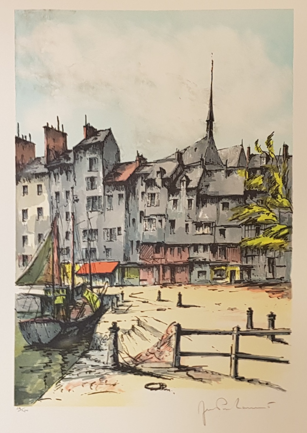 Jean Pierre LAURENT Le Port de Honfleur, 1980 Lithographie