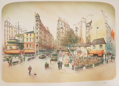 Rolf RAFFLEWSKI - Place Saint André des Arts, 1975 - Lithographie originale signée 2