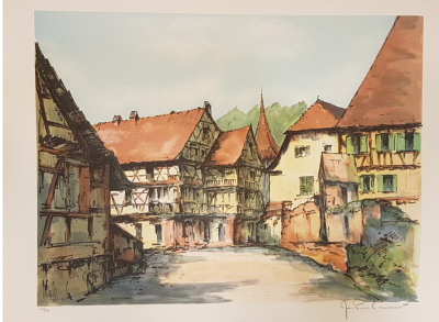Jean Pierre LAURENT - Le Village, circa 1980 - Lithographie originale signée 2