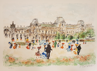 Urbain HUCHET - Palais du Louvre, 1965 - Lithographie originale signée 2