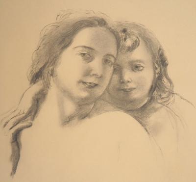 Maurice DENIS : Portrait de mère et fille - Lithographie originale 2