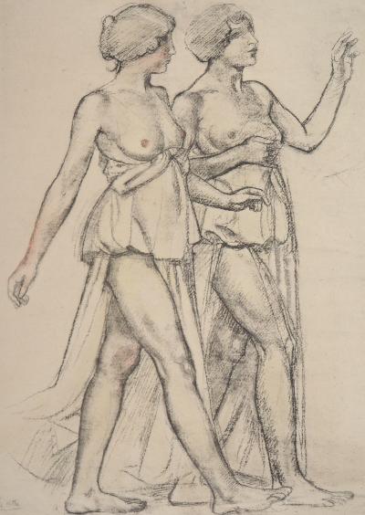 Maurice DENIS : Deux nus marchant - Lithographie originale dédicacée 2
