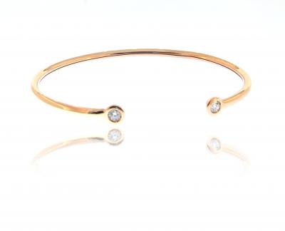Bracelet en or massif rose 18 carats ornée de 2 diamants de synthèse ronds brillants de 0,20 carat. (0,10 ct chacun) 2