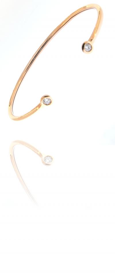 Bracelet en or massif rose 18 carats ornée de 2 diamants de synthèse ronds brillants de 0,20 carat. (0,10 ct chacun) 2