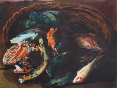 Moïse KISLING : Le panier de poissons - Lithographie originale 2