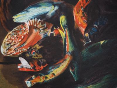 Moïse KISLING : Le panier de poissons - Lithographie originale 2