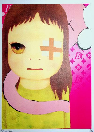 Death NYC - Nara with a bandage grabbed by Kaws  - Sérigraphie originale signée 2