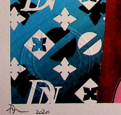 Death NYC - Nara with a bandage grabbed by kaws with a Vuitton background - Sérigraphie originale signée 2