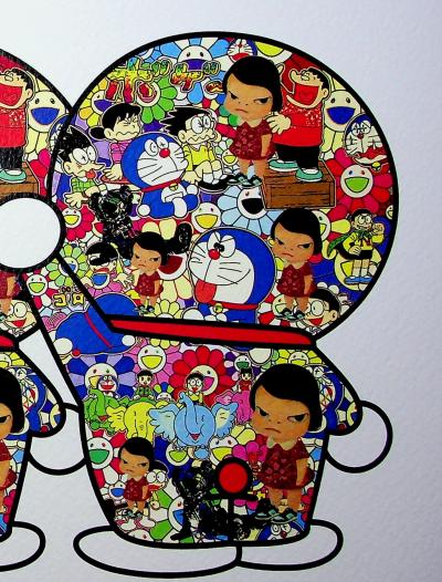 Death NYC - Doraemon X Nara and Murakami flowers - Sérigraphie originale signée 2
