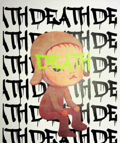 Death NYC - Nara with a black and white background - Sérigraphie originale signée 2