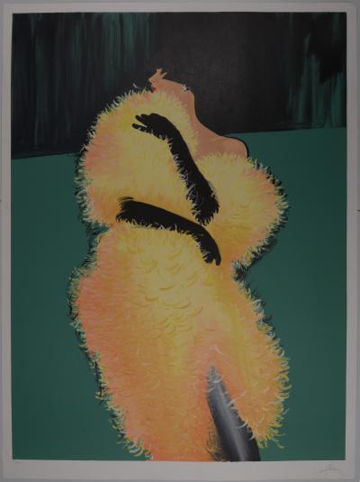 René GRUAU - La femme en jaune, 1990 - Original signed lithograph 2