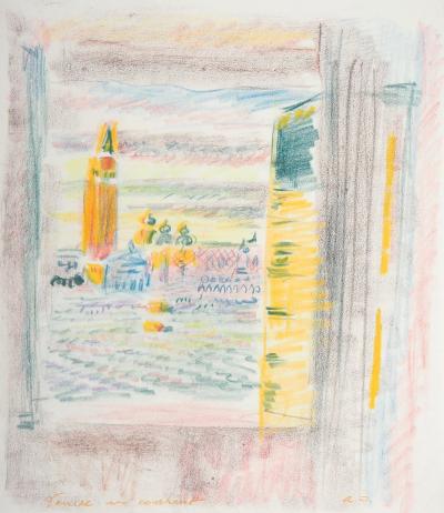 André MASSON : Venise, Vue sur la  Place Saint Marc - Dessin original signé 2